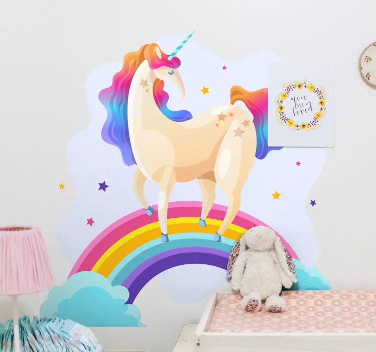 Unicorn rainbow dreamscape wall sticker for kids - TenStickers