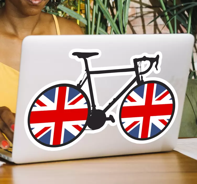 Union Jack bike cycling laptop sticker - TenStickers