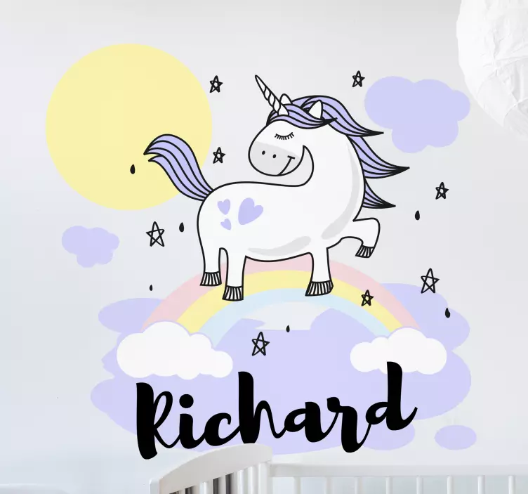 Unicorn design with name children's wall sticker - TenStickers