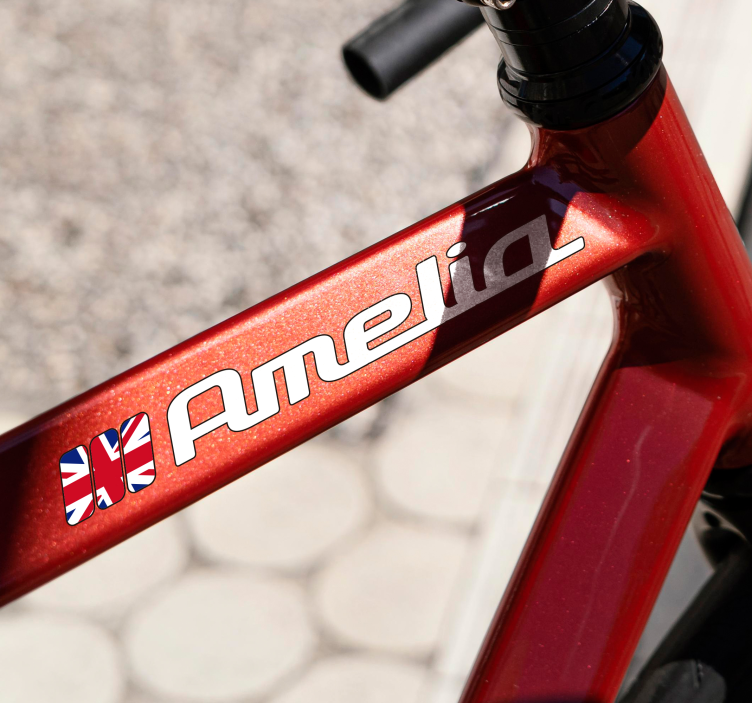 United Kingdom flag custom name bike sticker - TenStickers