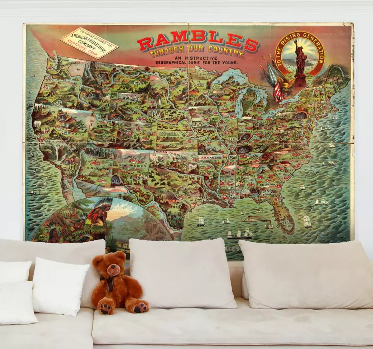 United States Old Map Sticker - TenStickers