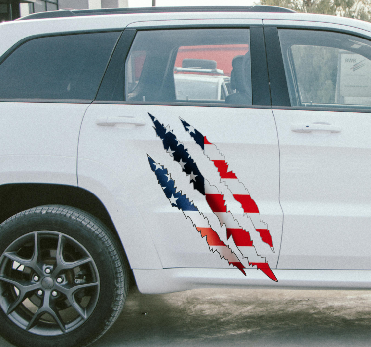 USA scratched flag car sticker  - TenStickers