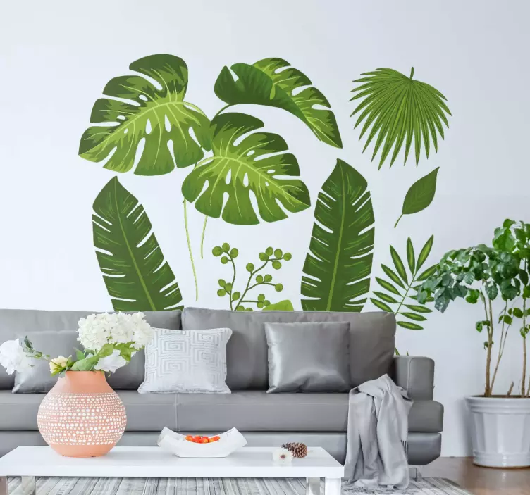 Variety of leaves plant wall sticker for bedroom - TenStickers