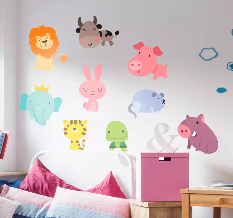 Various Animals Child Cartoon Sticker - TenStickers