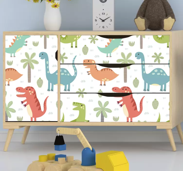 Vibrant dinosaur motifs wall sticker - TenStickers
