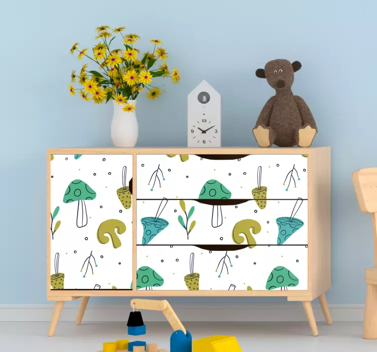 Vibrant mushroom motif furniture sticker - TenStickers