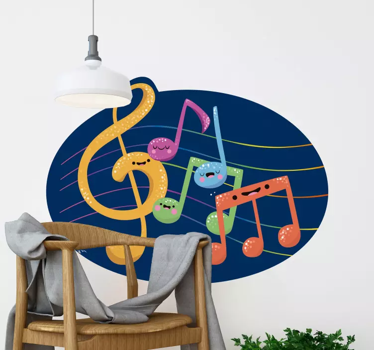 Vibrant Musical Symbols music sticker - TenStickers