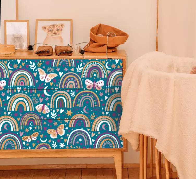 Vibrant rainbow patterns furniture sticker - TenStickers