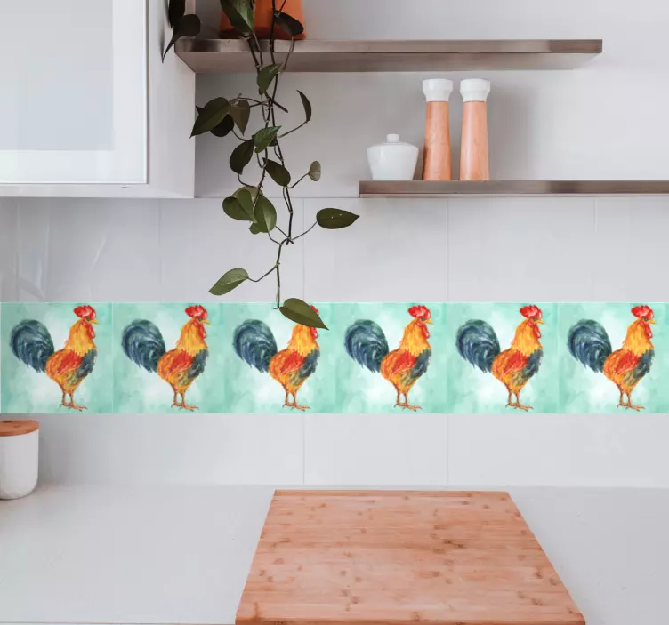 Vibrant Rooster Motif wall border sticker - TenStickers