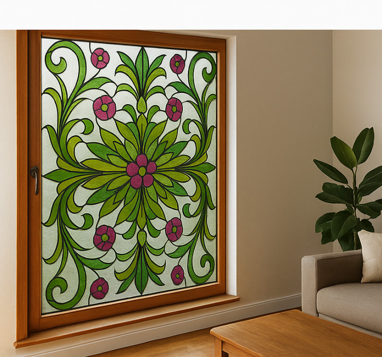 Victorian floral glass window sticker - TenStickers