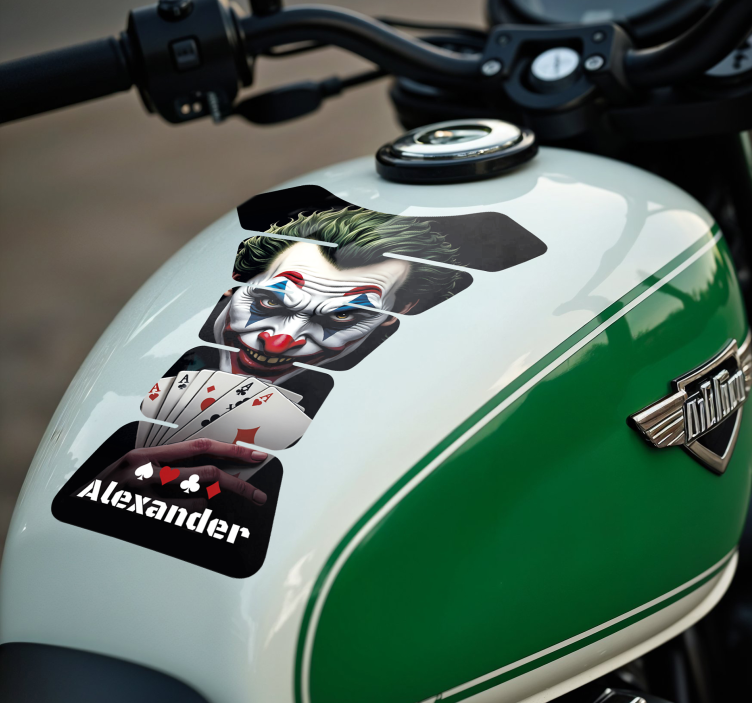Villain with poker cards motorbike sticker - TenStickers