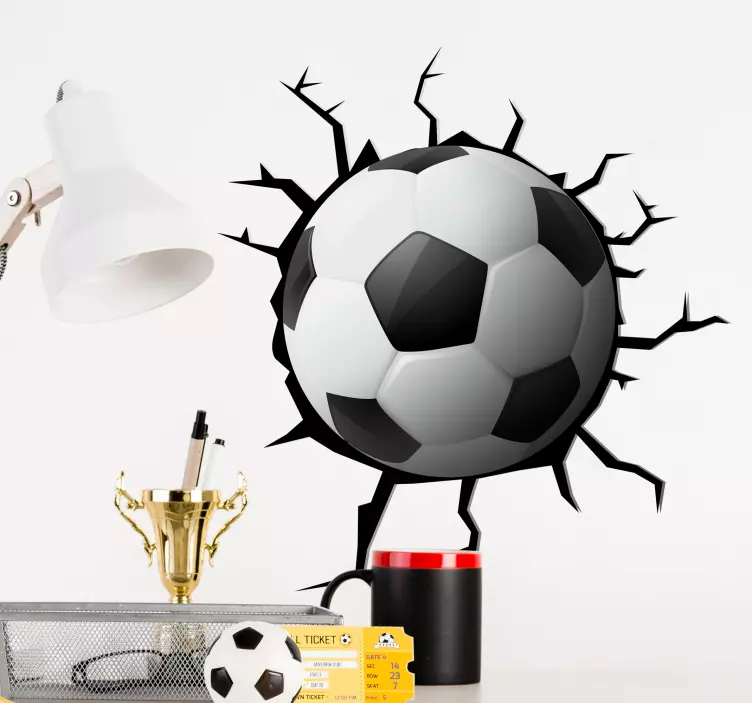 Football smashed effect 3d wall sticker - TenStickers