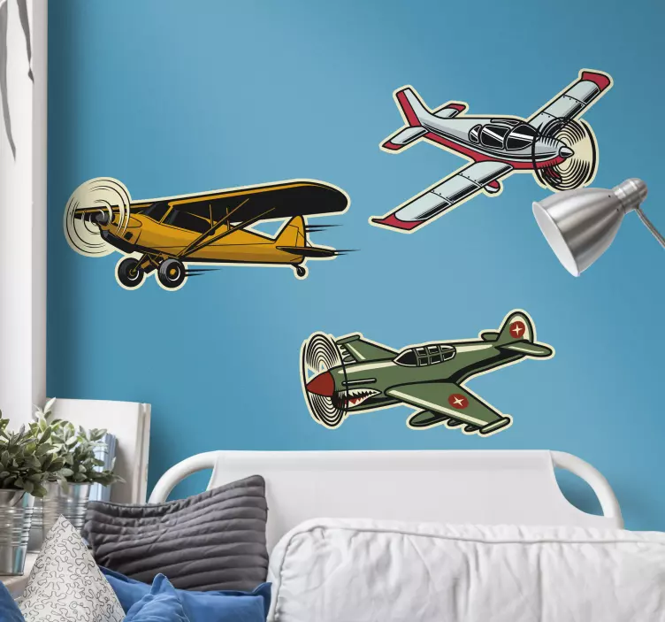 Set of flying aircraft object wall sticker for kids - TenStickers