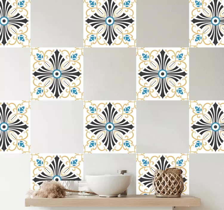 Vintage cross spiral design bathroom tile sticker - TenStickers