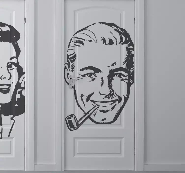 Vintage Man Toilet Door Sticker - TenStickers
