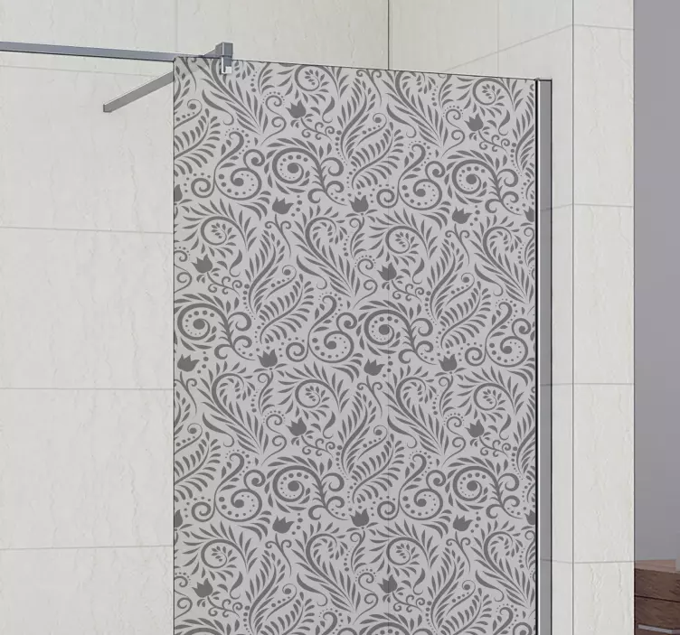 Vintage ornamental flower design shower screen sticker - TenStickers