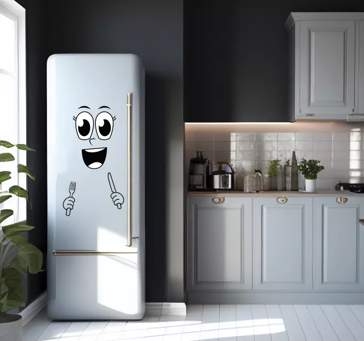 Vinyl Face with Utensils Fridge Sticker - TenStickers