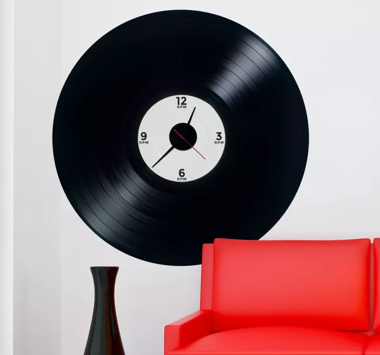 Vinyl record stick on wall clock - TenStickers