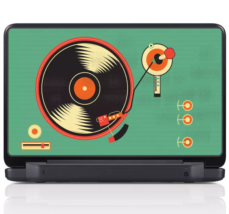Turntable record player laptop dj sticker - TenStickers