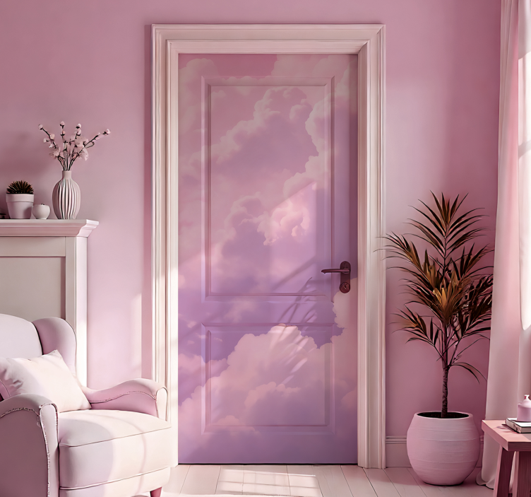 Violet clouds design door sticker - TenStickers