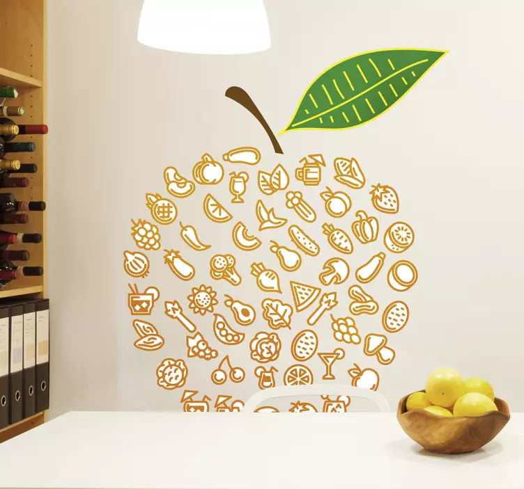 Wall decal apple made of food - TenStickers