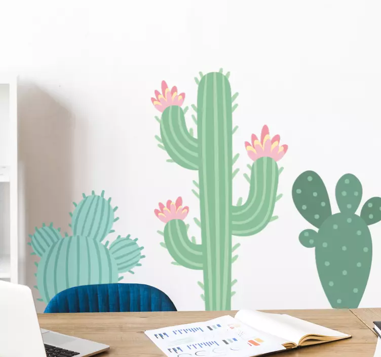 Wall sticker colorful cactus trio - TenStickers
