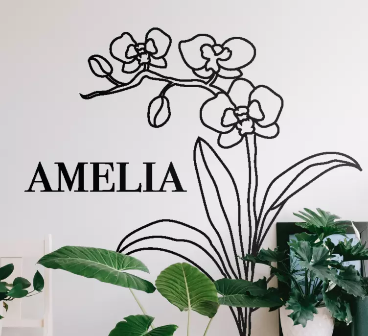 Wall sticker customizable orchid flower design - TenStickers