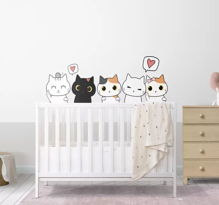 Wall sticker cute cat portraits - TenStickers