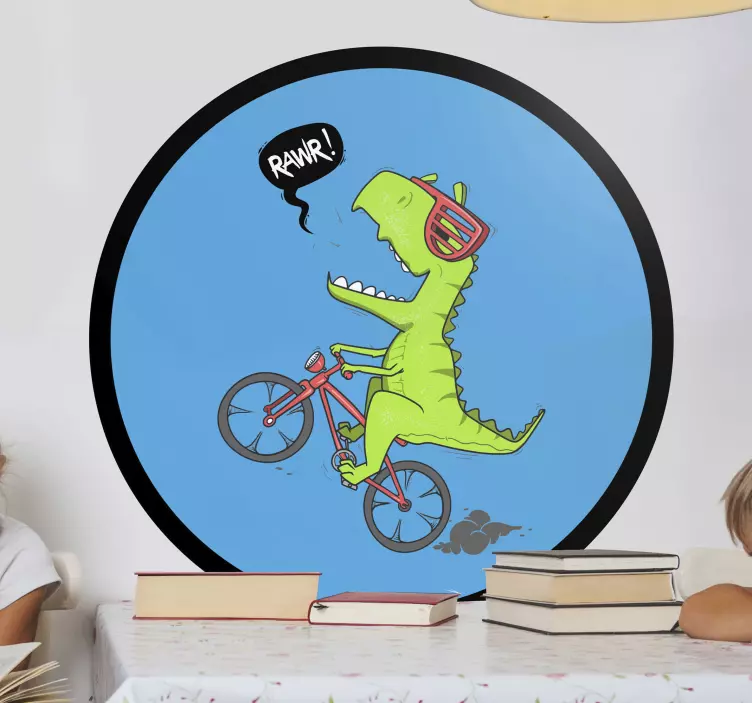 Wall sticker dinosaur riding bicycle - TenStickers