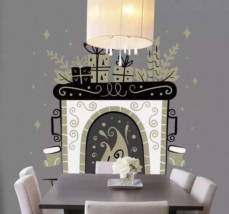 Wall sticker festive fireplace decoration - TenStickers