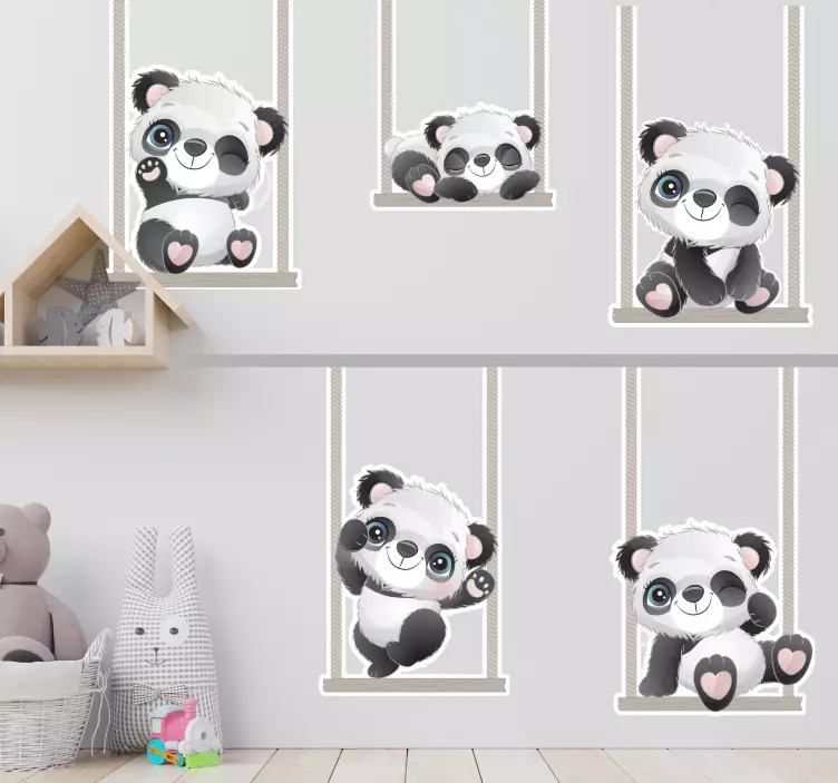 Wall sticker for kids adorable panda designs - TenStickers