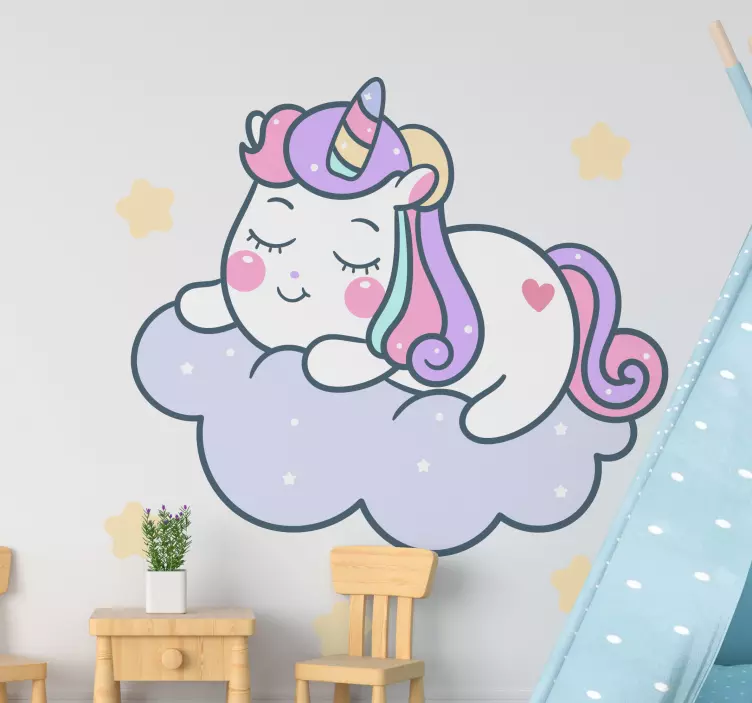 Wall sticker for kids adorable slumbering unicorn - TenStickers