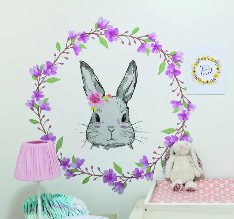 Wall sticker for kids bunny floral design - TenStickers