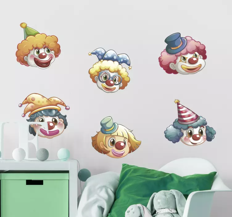 Wall sticker for kids colorful clown faces - TenStickers