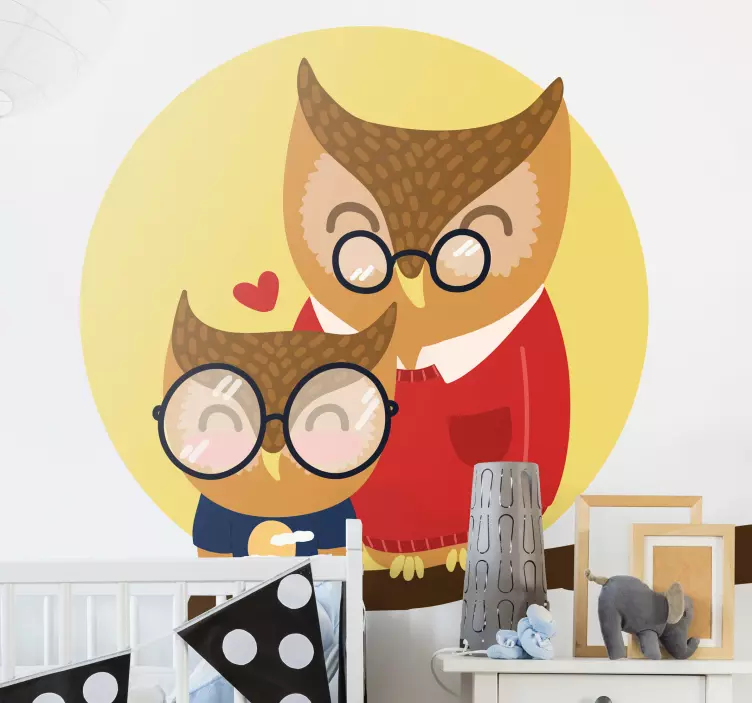 Wall sticker for kids owl family portrait - TenStickers