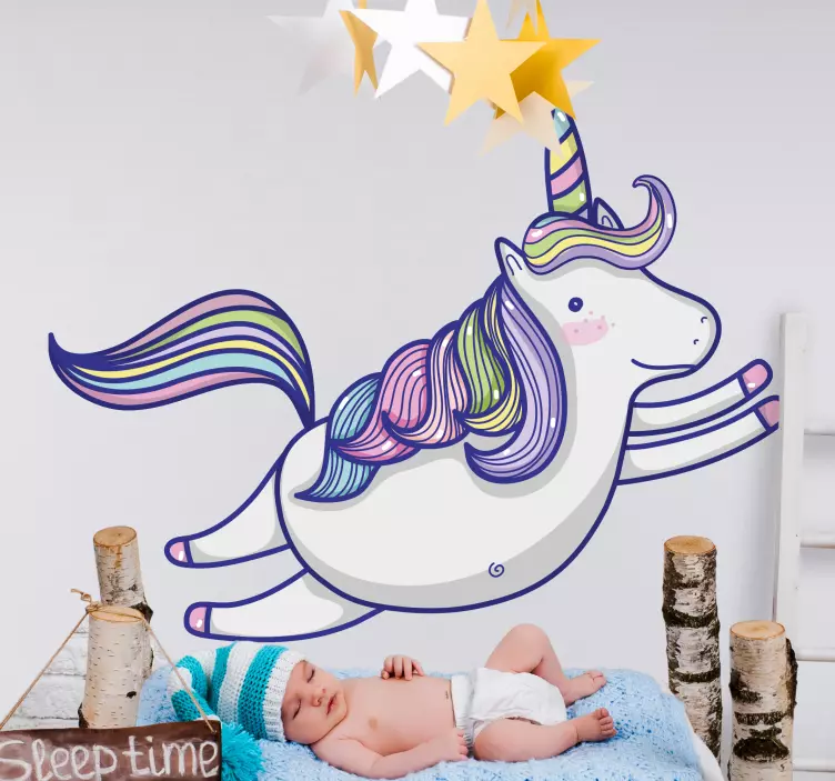 Wall sticker for kids playful unicorn illustration - TenStickers