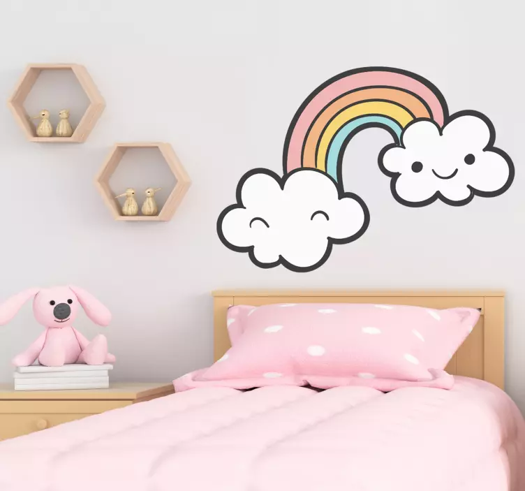Wall sticker for kids rainbow cloud smiles - TenStickers