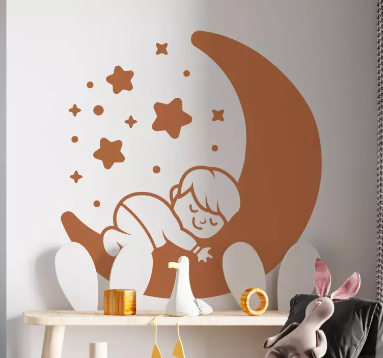 Wall sticker for kids sleeping child moon - TenStickers