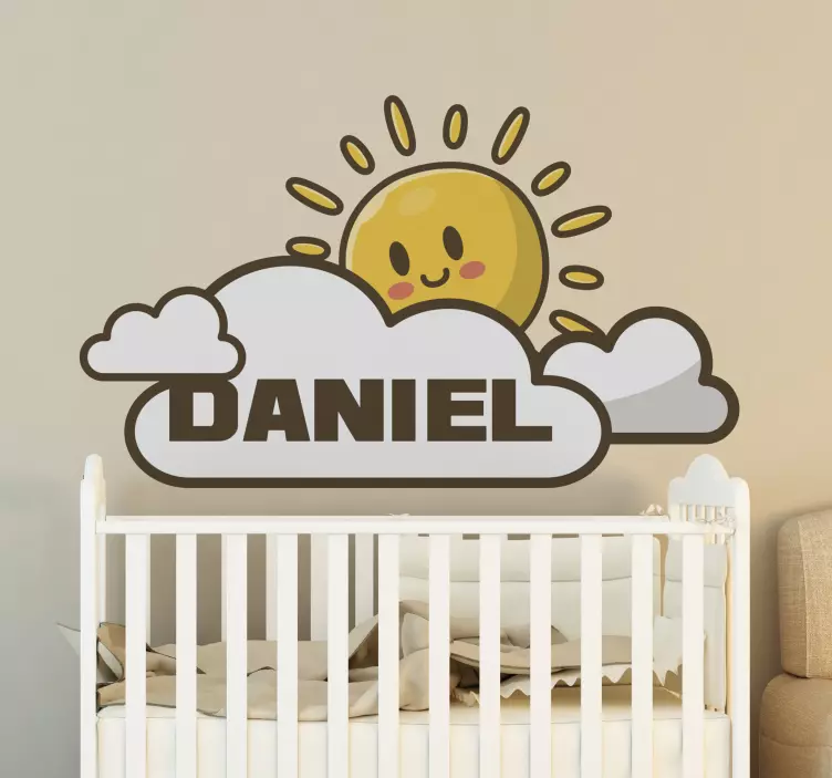 Wall sticker for kids sunshine cloud and name - TenStickers