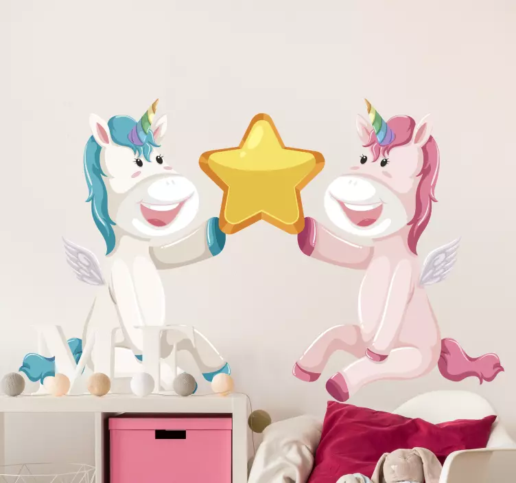 Wall sticker for kids unicorns with stars - TenStickers