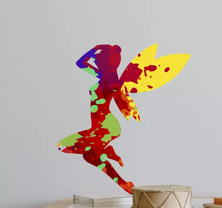 Wall sticker for kids vibrant fairy outline - TenStickers
