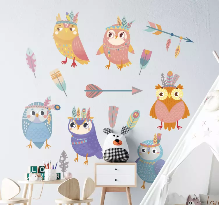 Wall sticker for kids vibrant owl collection - TenStickers