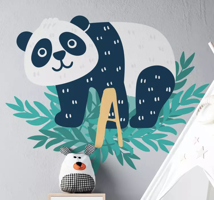 Wall sticker panda climbing leafy base - TenStickers