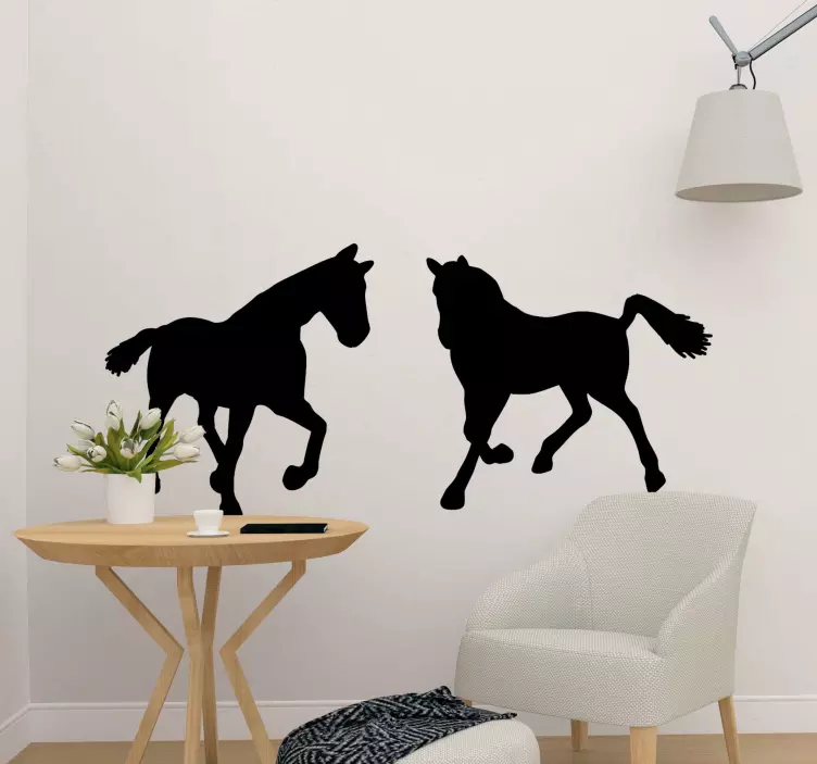 Wall sticker playful horse silhouettes - TenStickers