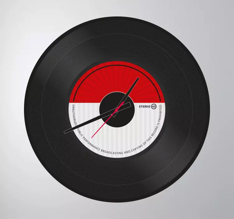 Record Design Stick on Wall Clock - TenStickers