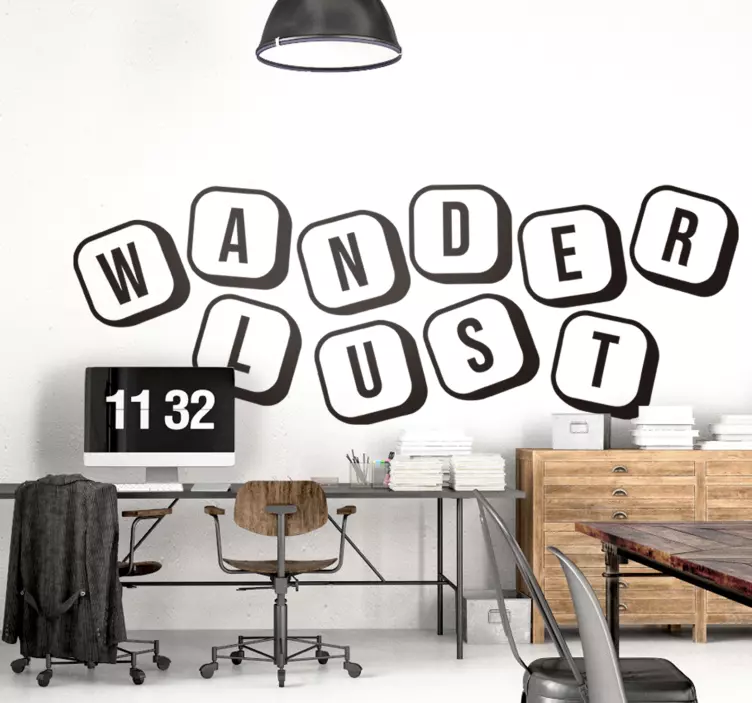 Wanderlust Text Design quote wall sticker - TenStickers