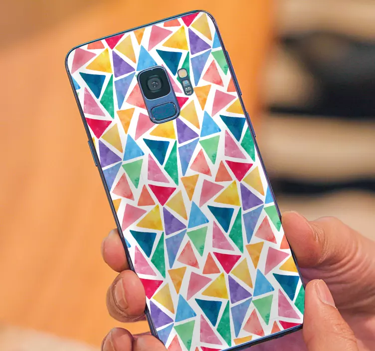 Watercolor mosaic geometric phone sticker - TenStickers