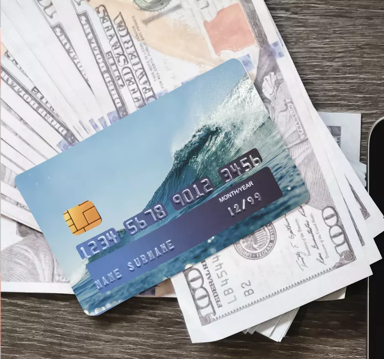 Ocean wave bank card sticker - TenStickers