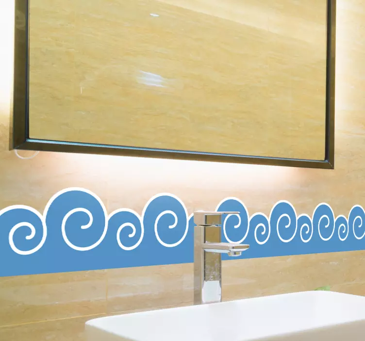 Waves design bathroom wall border decal - TenStickers