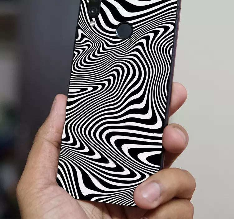 Wavy Black and White huawei sticker - TenStickers